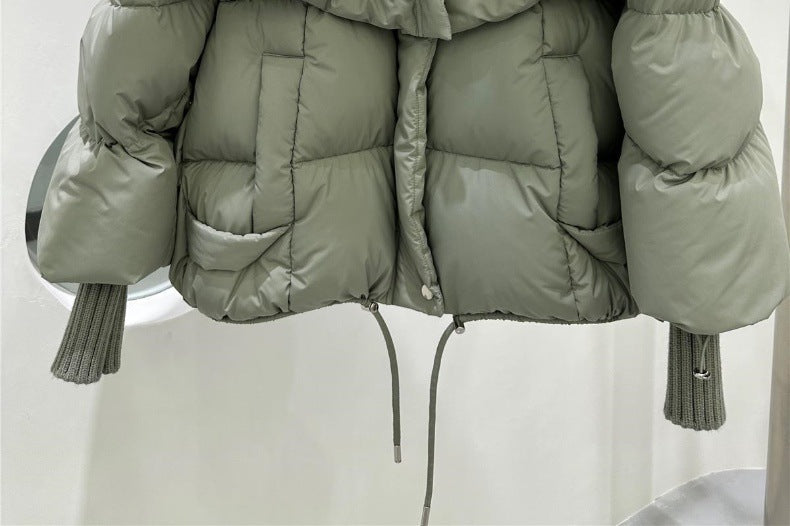 Veste courte en duvet de canard blanc haut de gamme avec col en fourrure de renard, manteau de veste de luxe léger et chaud